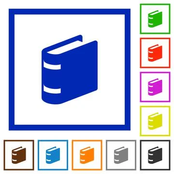 Single book flat framed icons Stockillustratie