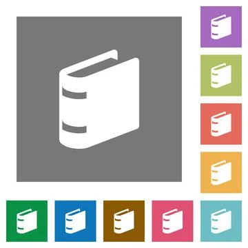 Single book square flat icons Stock Illustration