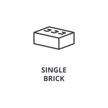 Single brick vector line icon, sign, illustration on background, editable Stock Illustration