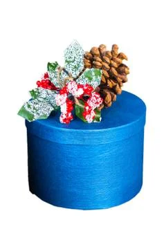 Single Bright Blue Gift Box Isolated on white Stock Photos