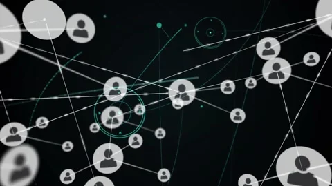 Single bright node pulsing, white avatars emerging and linking across space, 스톡 동영상 321824729