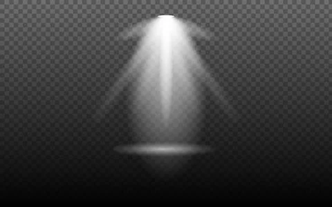 Single bright white spotlight shining down on dark floor background Illustrazione stock