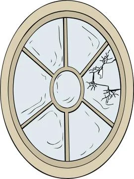 Single Broken Oval Shaped Window Stock Illustration
