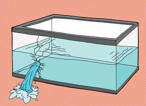 Single Broken Pet Fish Tank Stock Illustration