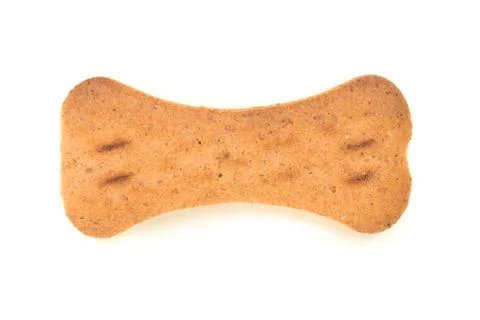 Single brown bone shaped dog treat isolated on a white background Stock Photos