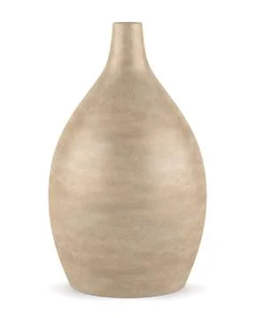 Single brown ceramic vase isolated on white background Illustrazione stock