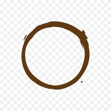 Single brown coffee cup ring with grunge texture. Isolated circular drink stain 스톡 일러스트