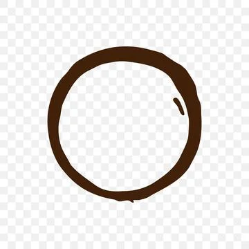 Single brown coffee cup stain isolated on transparent background. Vector drink Stock Illustration