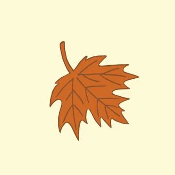 Single brown maple autumn leaf on beige background, vector Illustrazione stock