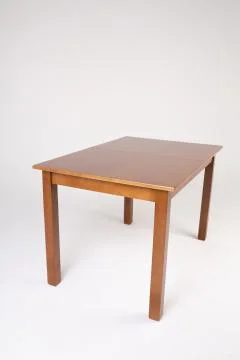 Single brown table with empty surface on an isolated white background Stock Photos