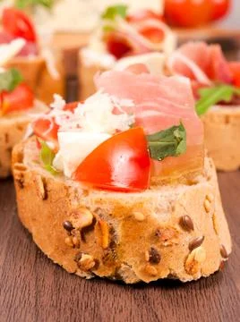 Single bruschetta Stock Photos