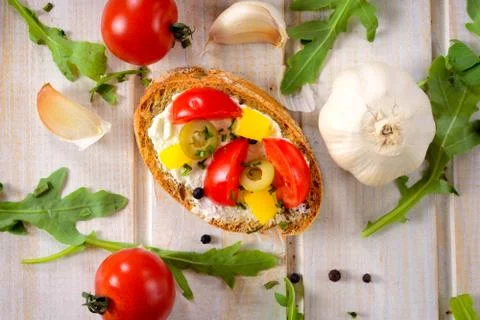 Single bruschetta Stock Photos