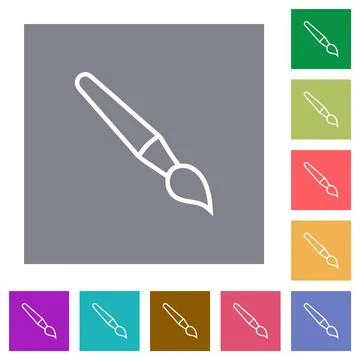 Single brush outline square flat icons Illustration