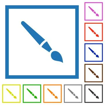 Single brush solid flat framed icons Illustration