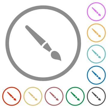 Single brush solid flat icons with outlines Stock Illustration