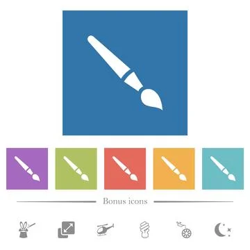 Single brush solid flat white icons in square backgrounds 库存插图