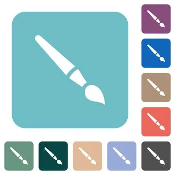 Single brush solid rounded square flat icons Stock Illustration