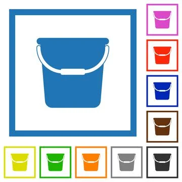 Single bucket flat framed icons 스톡 일러스트