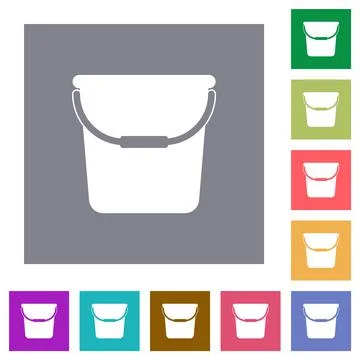 Single bucket square flat icons Stock Illustration