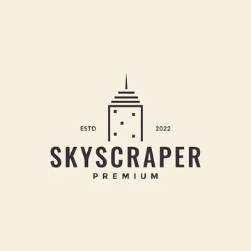 Single building skyscraper hipster logo design vector graphic symbol icon i.. Ilustración de archivo
