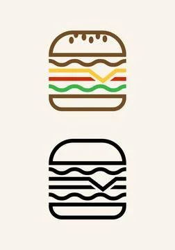 Single Burger icon colored. Line Hamburger illustration Stock Illustration