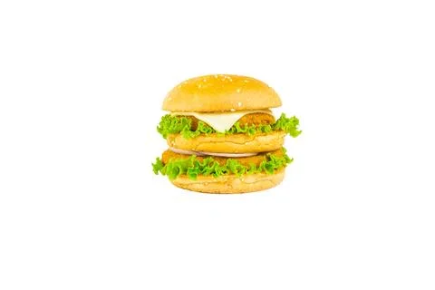 Single burger on white background Stock Photos