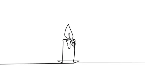 Single Burning Candle One Stroke Animation 库存影片 113904997