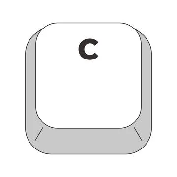 Single C letter grayscale computer keyboard key Stock Illustration