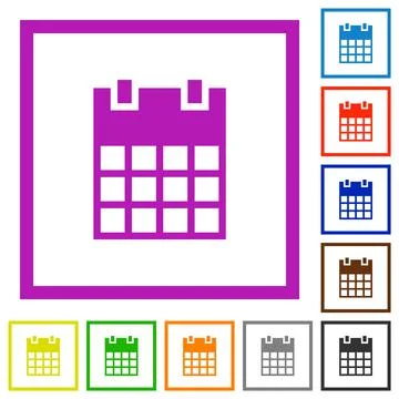Single calendar flat framed icons イラスト素材