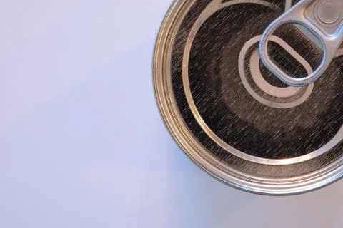 Single can with pull tab on pure white background. Stock Photos