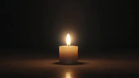 Single Candle Burning in Dark Room Stock Footage 312451776
