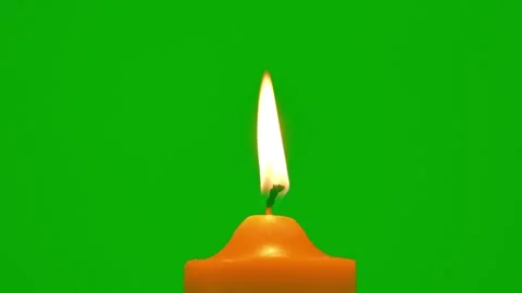 Single candle flame on green screen Stock Footage 333330394
