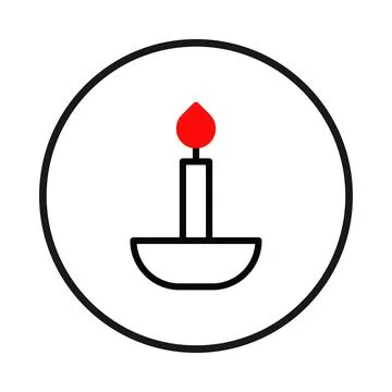 Single candle flame icon glowing brightly inside a circle represents hope a.. Stock Illustration