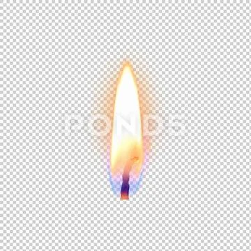 Single candle flame isolated on transparent background. PSDテンプレート