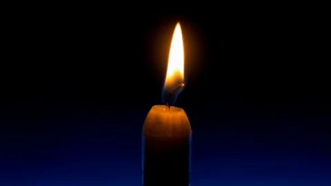 Single Candle stable flame on black background with blue gradient Stock-Footage 122863914