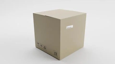 Single Cardboard Box For Package, Shipping and Delivery, With Signs Stock Illustration