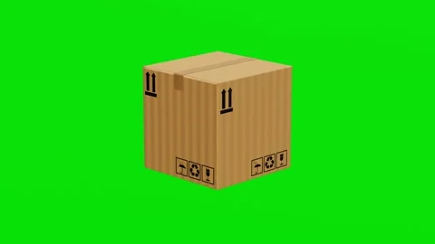 Single cargo box with three different type animations on green screen Stock Footage 231806625