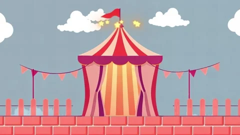 Single Carnival Tent Scene: Animated Celebration with Bunting and Festive Atmos Stock Footage 306826202
