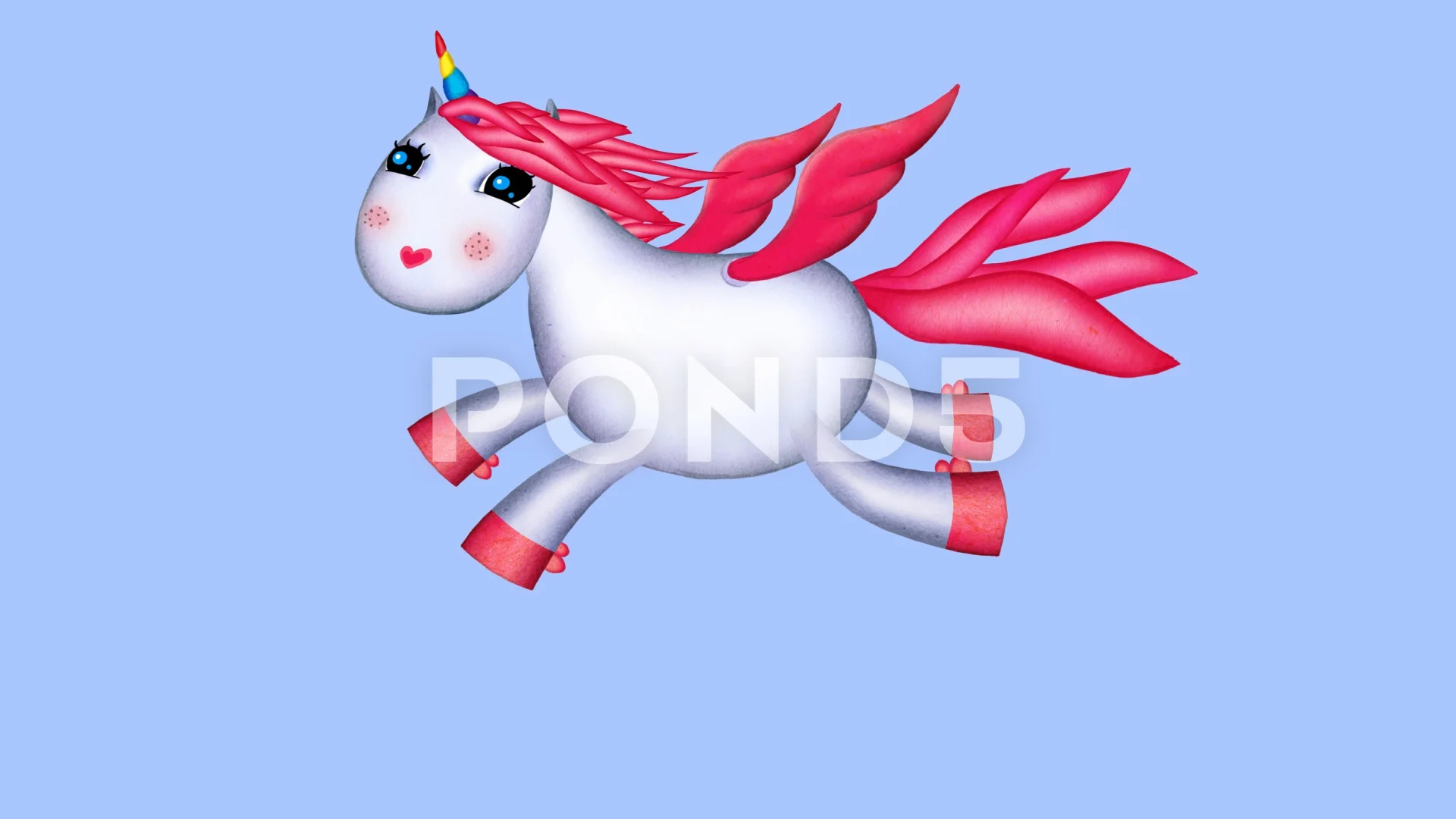Single cartoon running unicorn isolated | Stock Video | Pond5