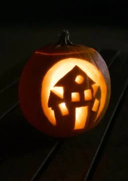 Single carved pumpkin Stock Photos
