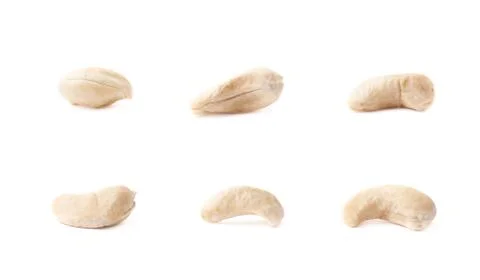 Single cashew nuts isolated Stock Photos