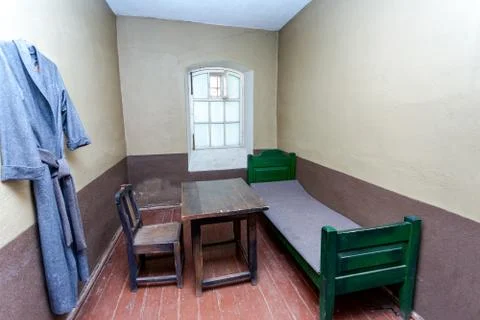 Single cell in the Old prison at the ancient Oreshek fortress Stock Photos