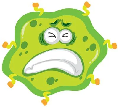 Single cell of virus with expression on the face Stock Illustration