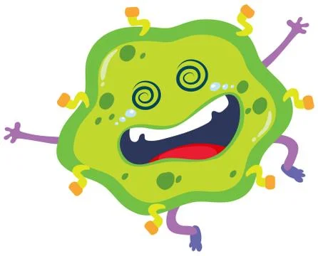 Single cell of virus with expression on the face Stock Illustration