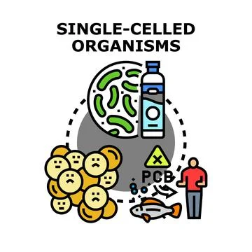 Single celled organisms causing human health threat concept Stock Illustration