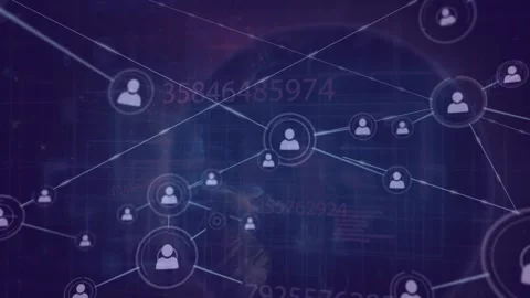 Single central node appearing, network expanding outward, linking nodes to Video stock 329701824