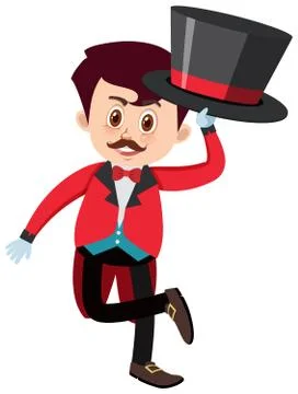 Single character of circus master on white background Stock Illustration