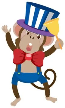 Single character of circus monkey on white background Stock Illustration