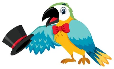 Single character of circus parrot on white background Illustrazione stock