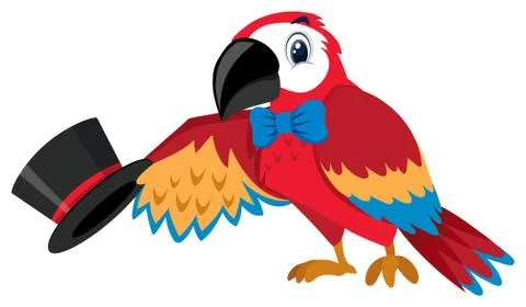 Single character of circus parrot on white background Stock Illustration